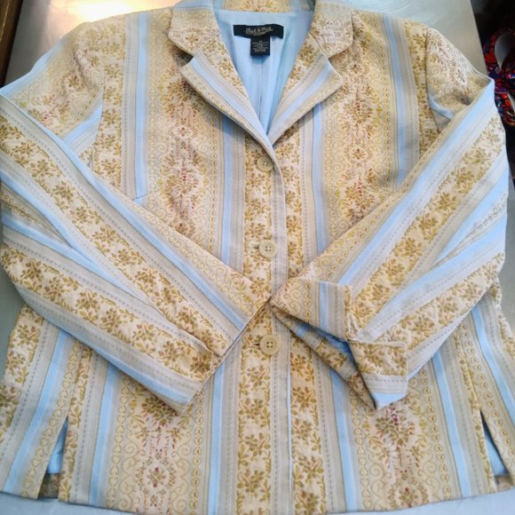 Beautiful Peck & Peck Collection Brocade Embroidered Cottage Core Blazer - Picture 3 of 7